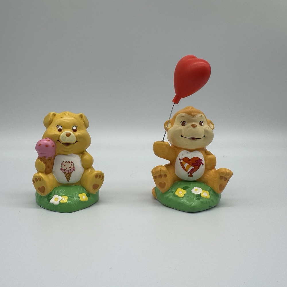 Vintage 1980s Care Bears Cousins Ceramic Figurines Pig & Monkey Lot of 2